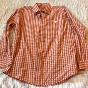 Antigua size large orange and white university of texas button down